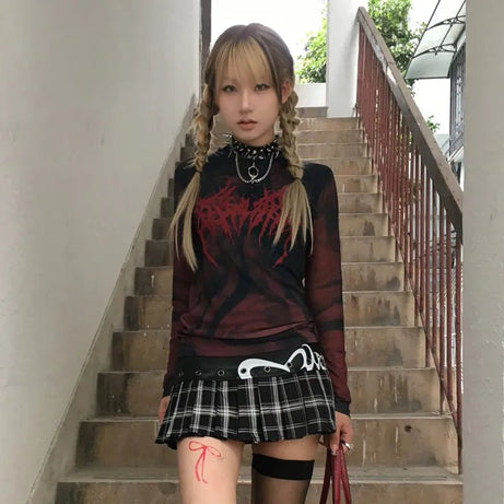 Chaos Flame Graphic Alt Mesh Top Shoptery