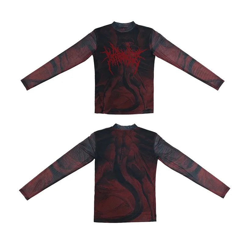Chaos Flame Graphic Alt Mesh Top Red Shoptery