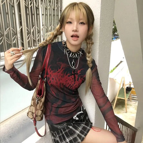 Chaos Flame Graphic Alt Mesh Top Shoptery