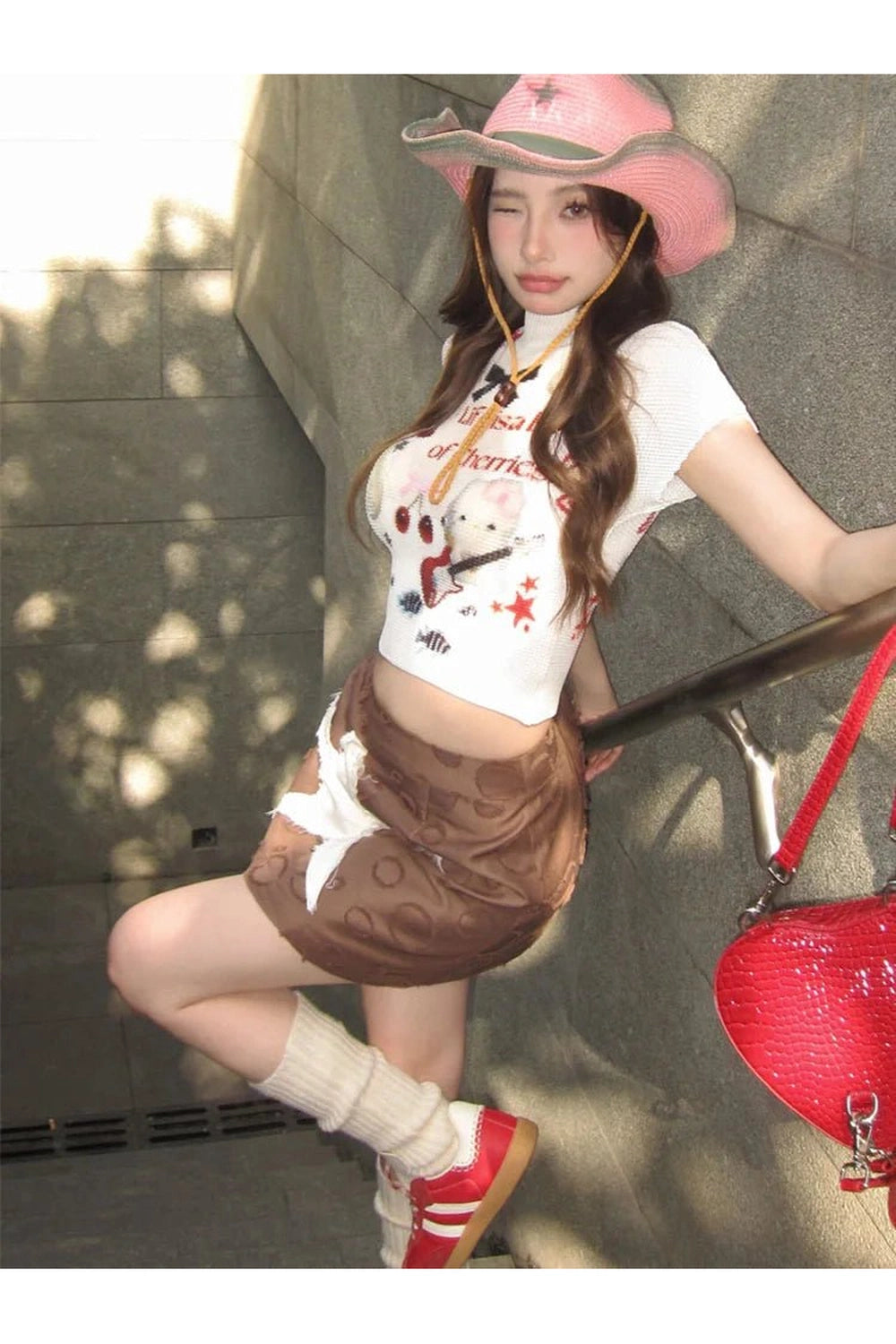 Kidcore Charming Melody Mesh Knit Top Shoptery