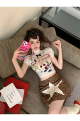 Kidcore Charming Melody Mesh Knit Top Shoptery