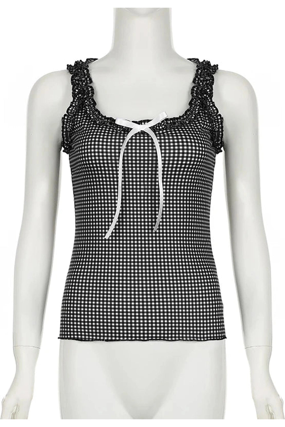 Checkerboard Ruffle Camisole Top -