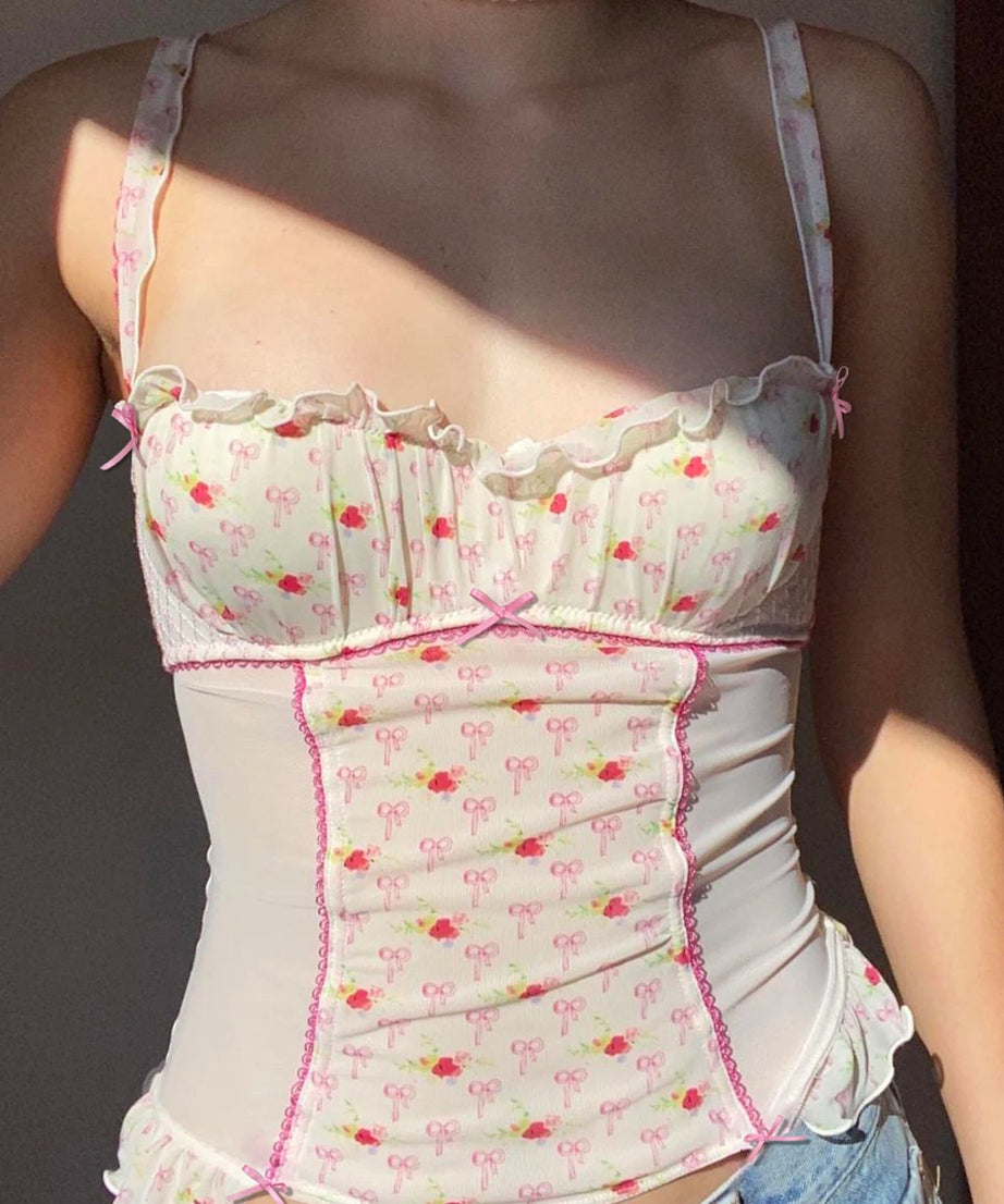 Cherry Blossom Bustier Top - Crop Tops