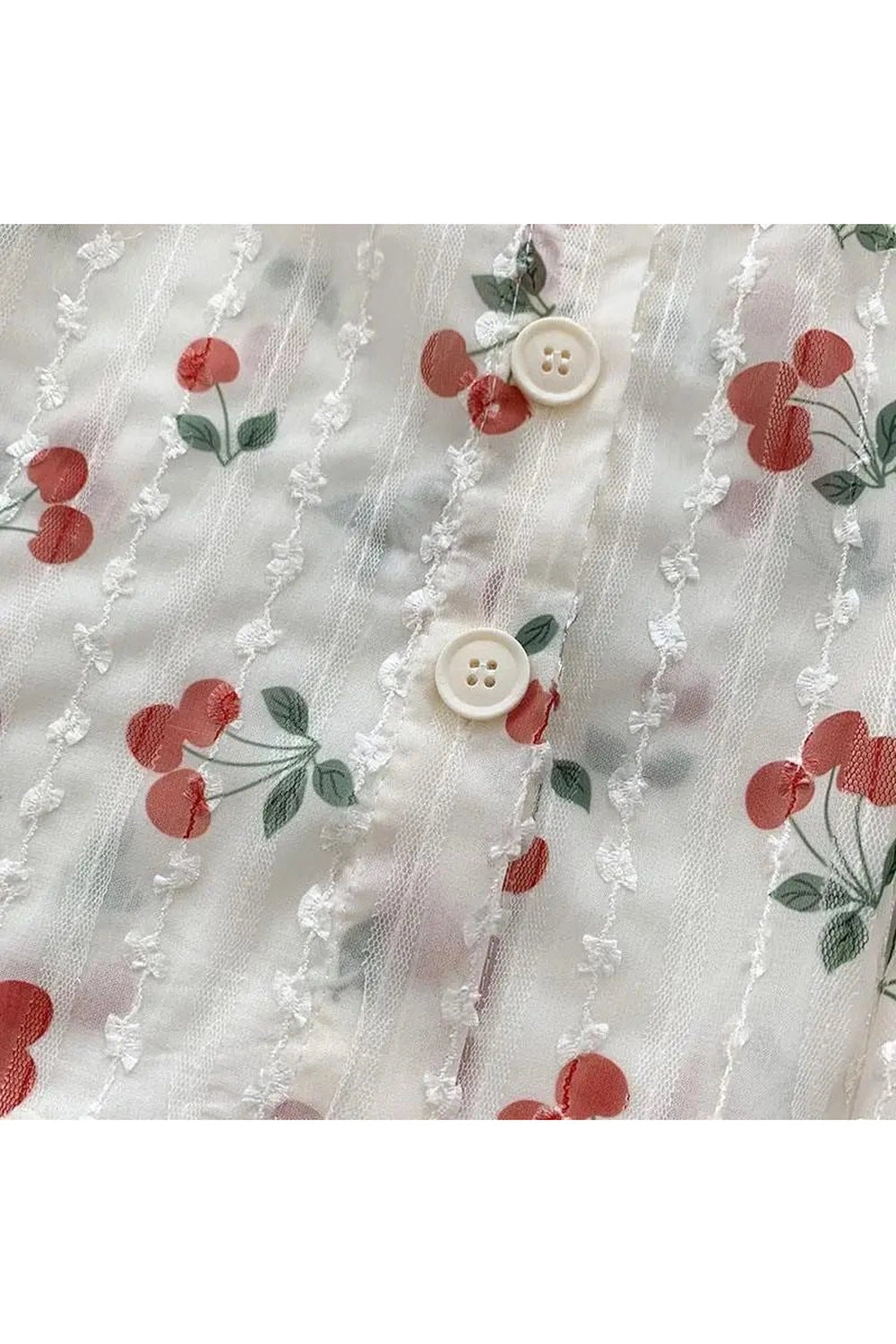 Cherry Blossom Coquette Button-Up Blouse Shoptery