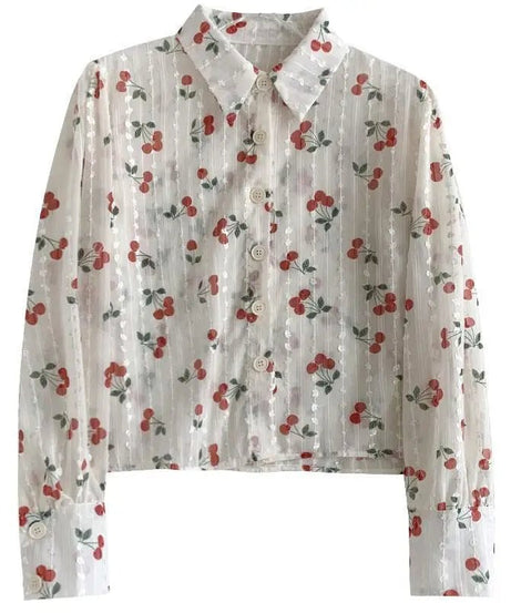 Cherry Blossom Button - Up Blouse - Blouses