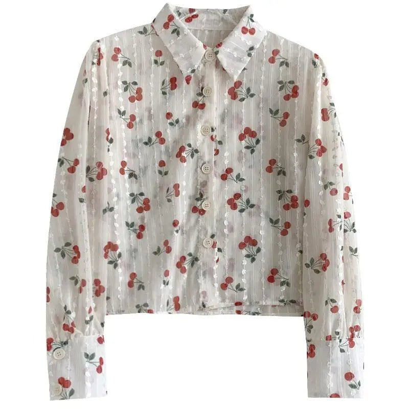 Cherry Blossom Button - Up Blouse - Blouses