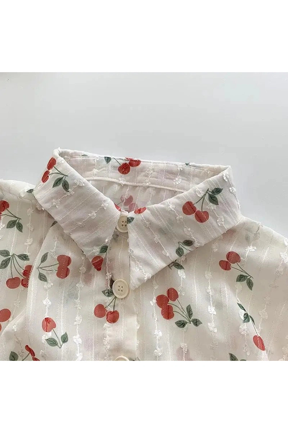 Cherry Blossom Coquette Button-Up Blouse Shoptery