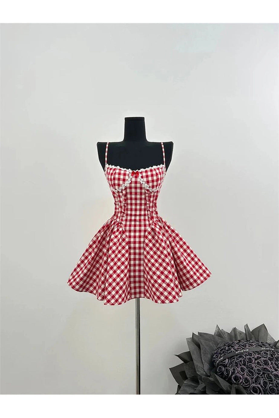 Cherry Gingham Sweetheart Dress - Dresses