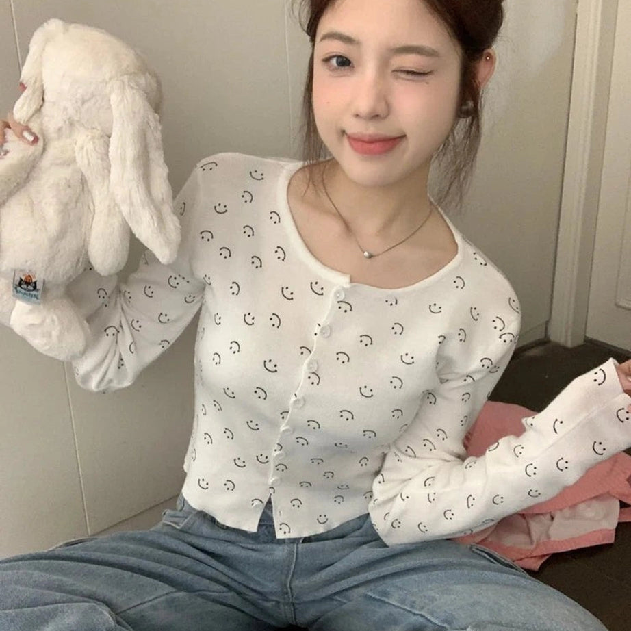 Coquette Fall Cherry Red Floral Cardigan white smile One Size CHINA Shoptery