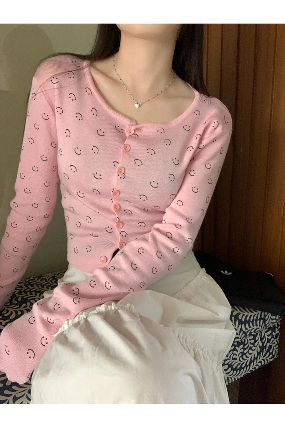 Coquette Fall Cherry Red Floral Cardigan pink One Size CHINA Shoptery