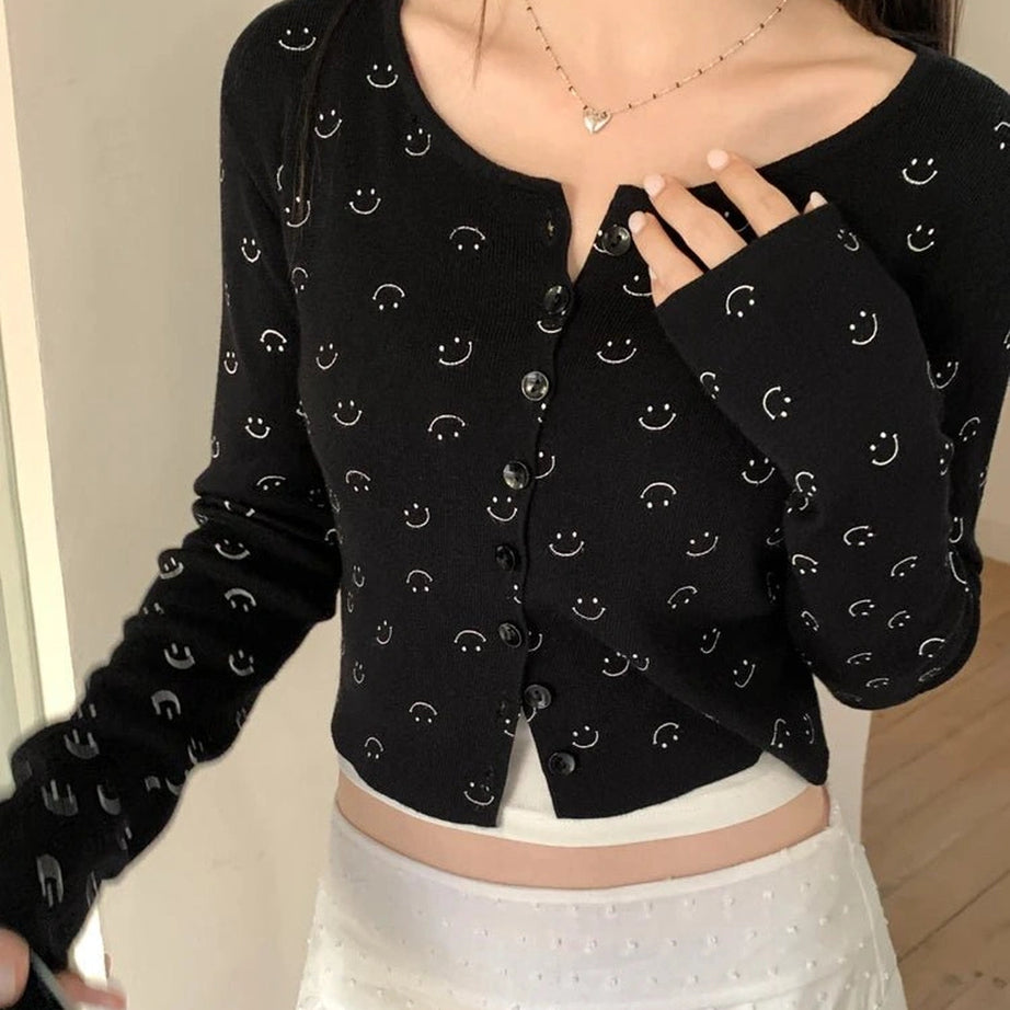 Coquette Fall Cherry Red Floral Cardigan black One Size CHINA Shoptery