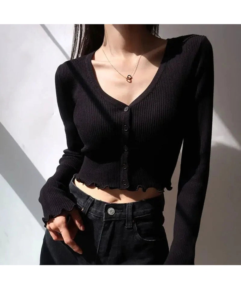 Chic Crop Cardigan Top -