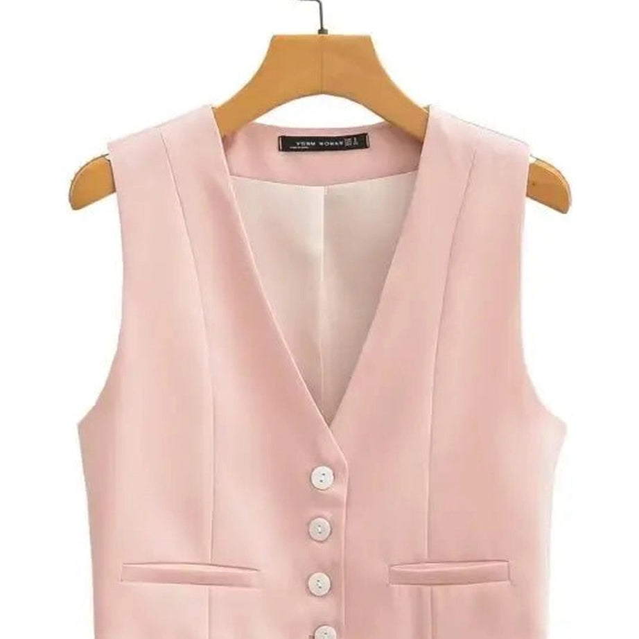 Chic V-Neck White Vest YG CT556FEN Shoptery