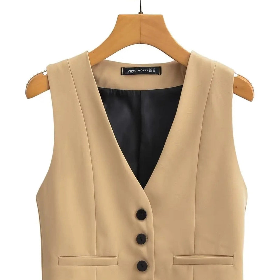 Chic V-Neck White Vest YG CT556KA Shoptery