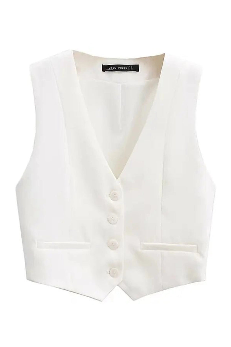 Chic V-Neck White Vest -