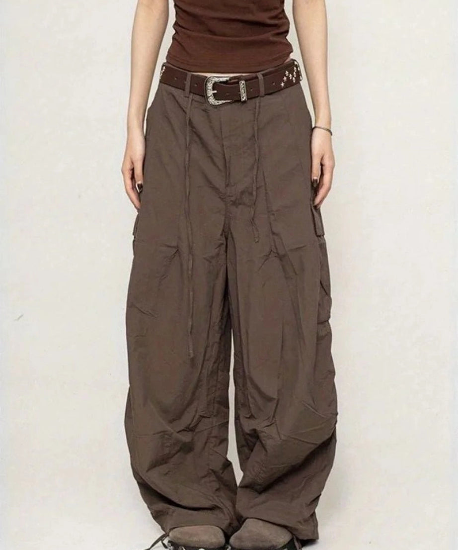 Chocolate Brown Parachute Cargo Pants - Pants