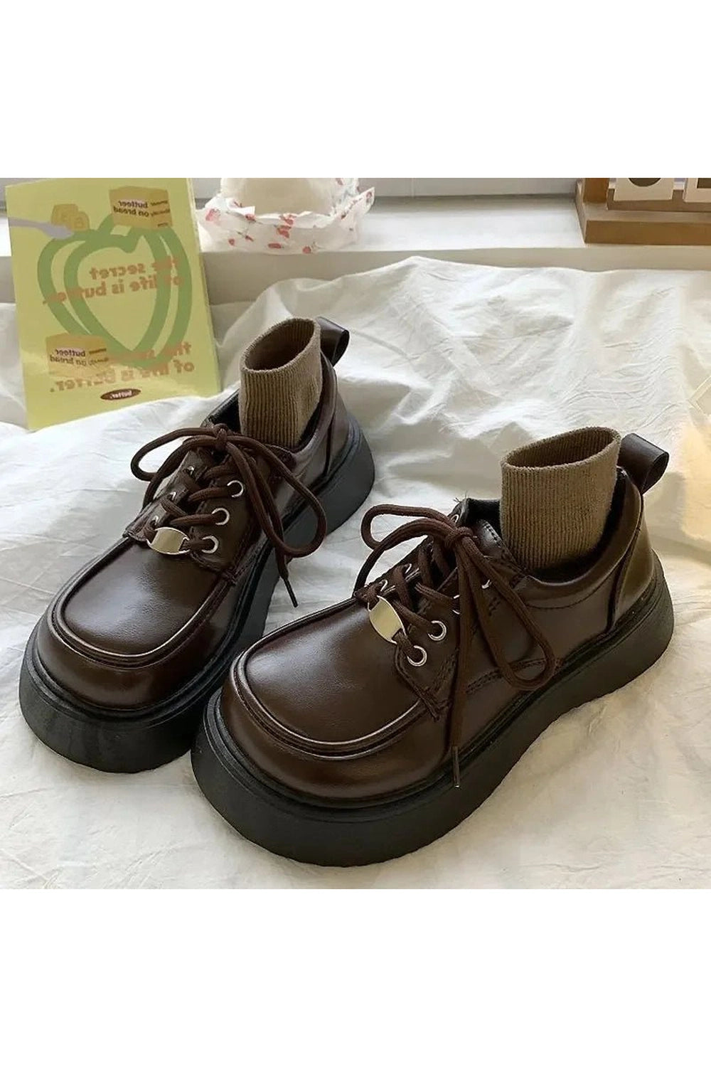 Retro Chocolate Chunky Platform Shoes Brown Shoptery