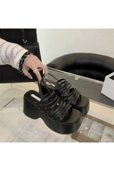 Aesthetic Alt Chunky Heels Sandals Shoptery