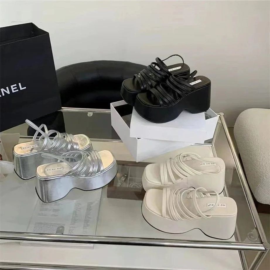 Aesthetic Alt Chunky Heels Sandals Shoptery