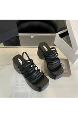 Aesthetic Alt Chunky Heels Sandals Black Shoptery