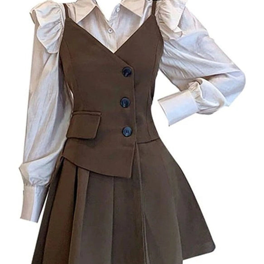 Retro Academia Layered Outfit Set Dress Shoptery