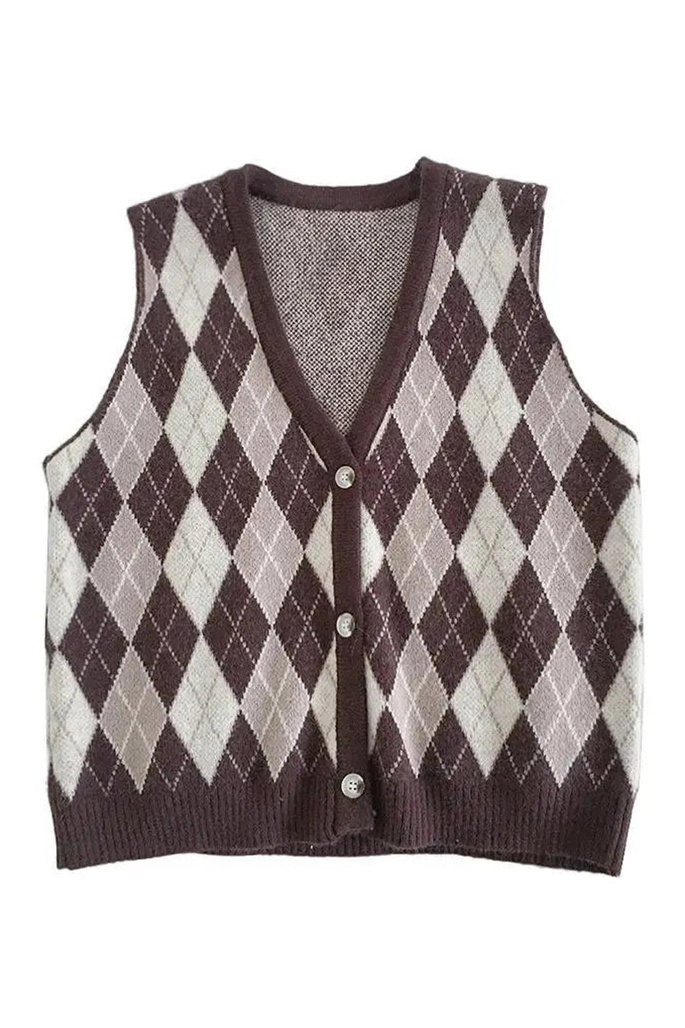 Retro Classic Argyle Knit Vest Shoptery