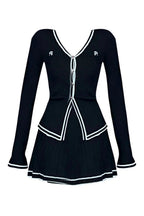 Retro Button-Up Pleated Skirt Outfit Set Shoptery