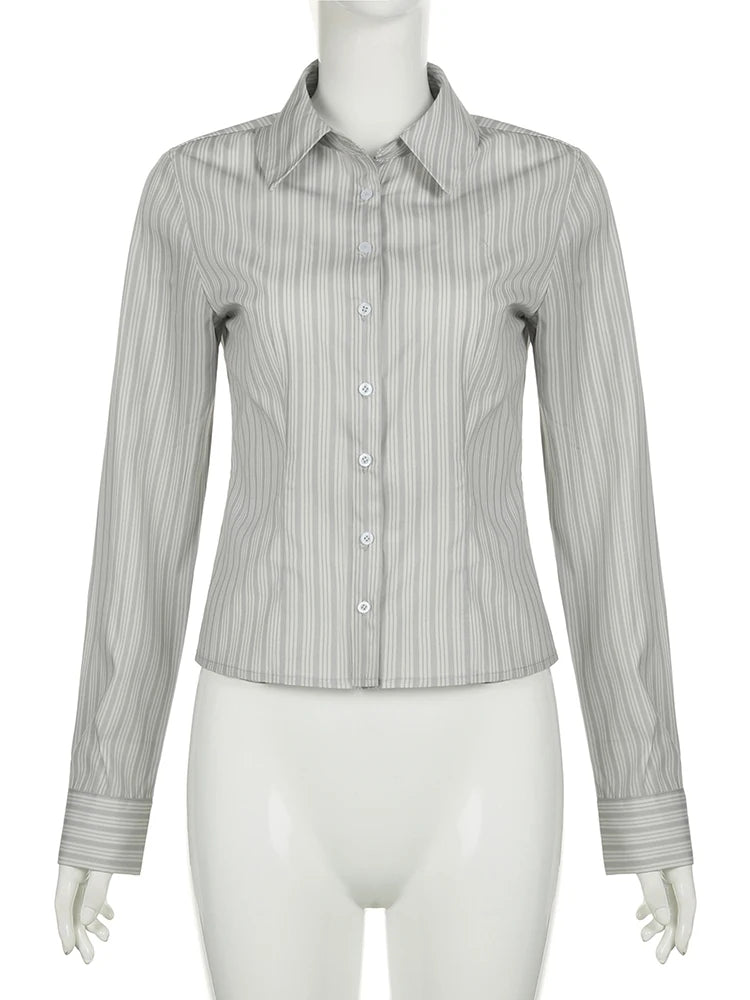 Classic Pinstripe Blouse - Shirts