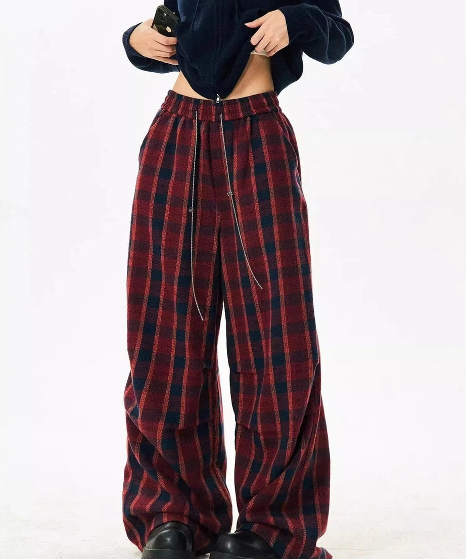 Classic Plaid Baggy Lounge Pants - 