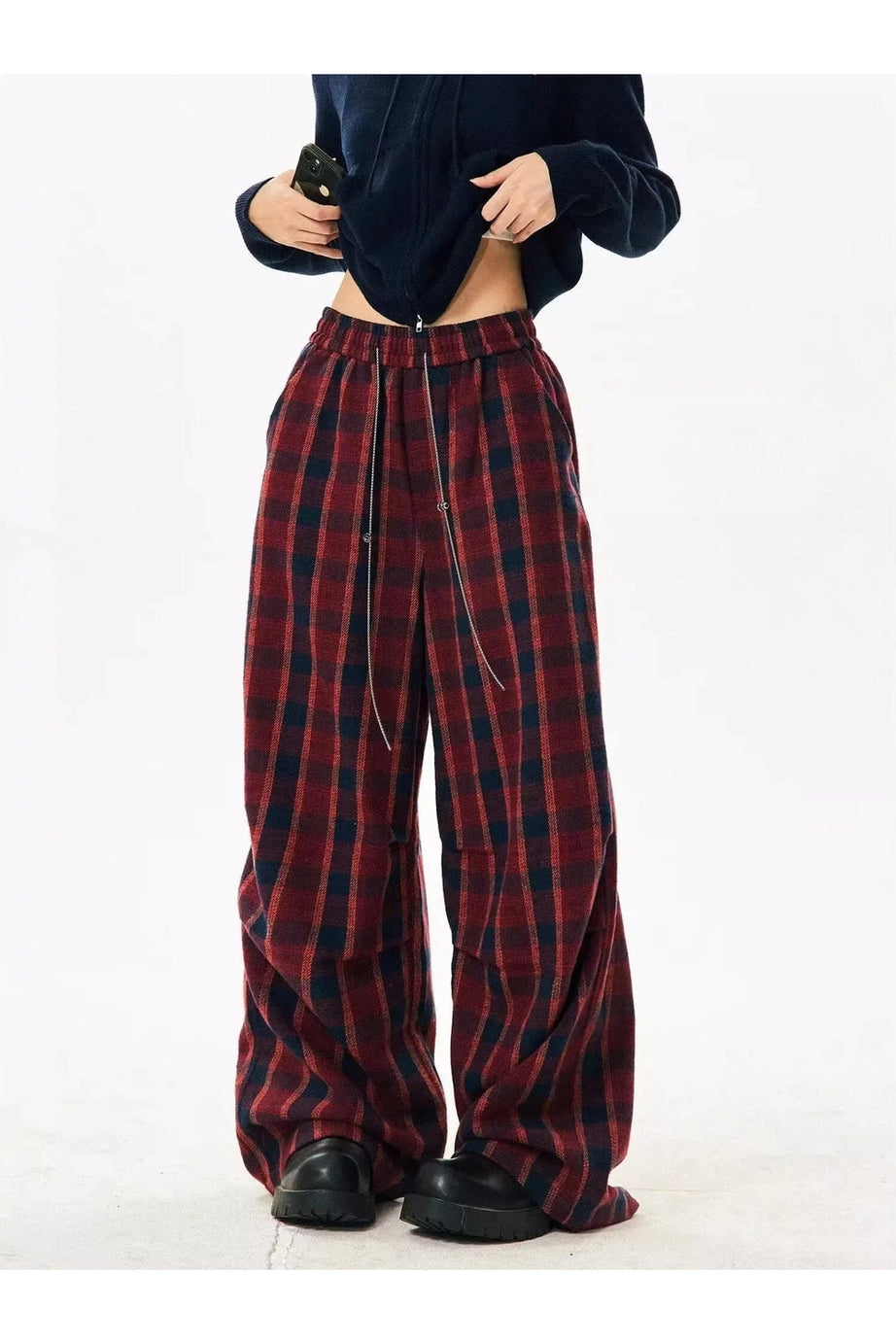 Classic Plaid Baggy Lounge Pants - 