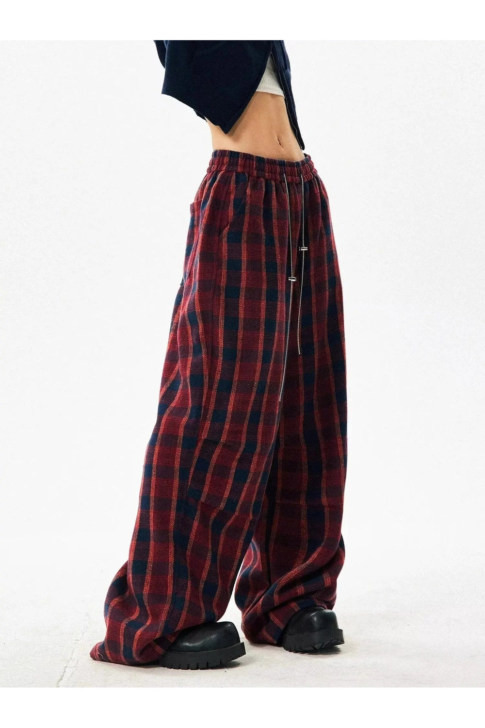 Alt Punk Plaid Baggy Lounge Pants Red Shoptery
