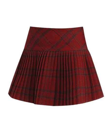 Classic Red Plaid Pleated Skirt - Skirts