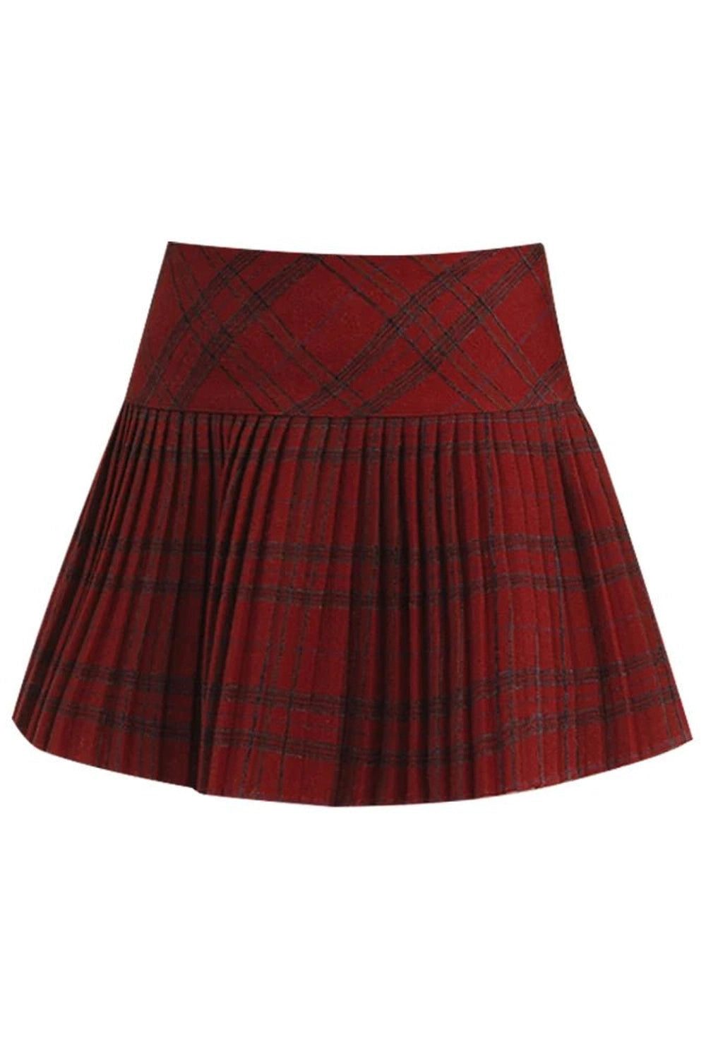 Classic Red Plaid Pleated Skirt - Skirts