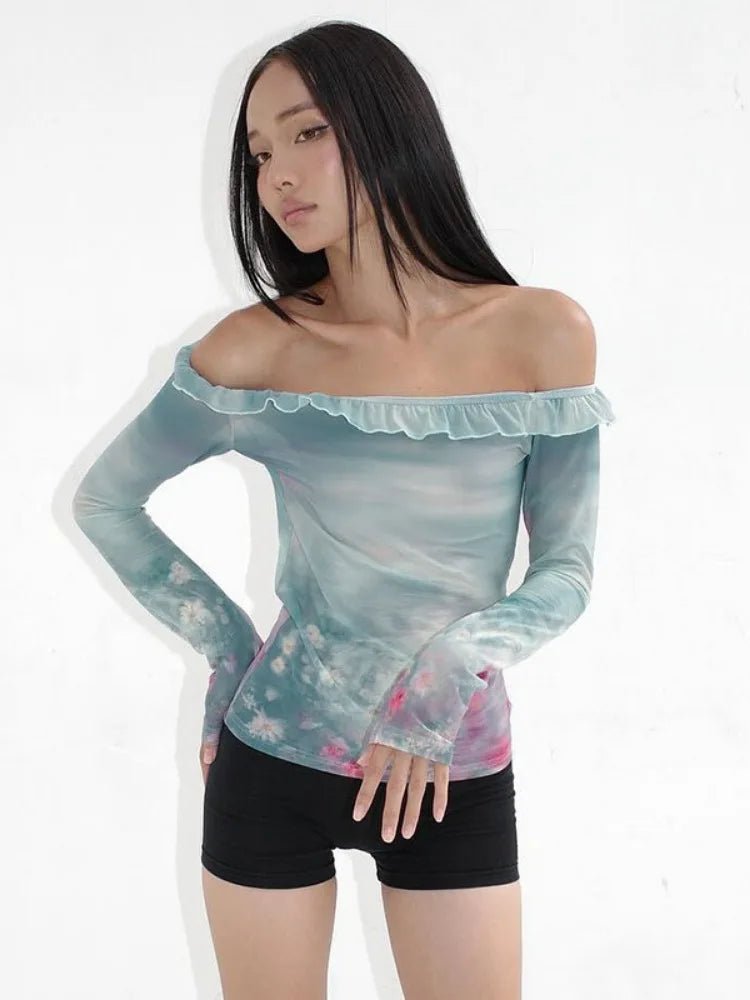 Coquette Cloudy Sky Off-Shoulder Top Shoptery