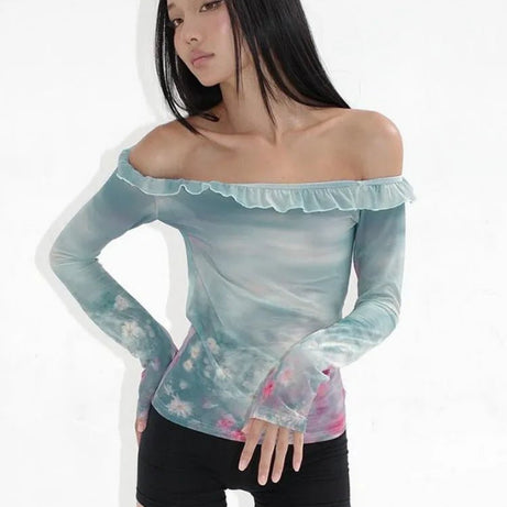 Coquette Cloudy Sky Off-Shoulder Top Shoptery