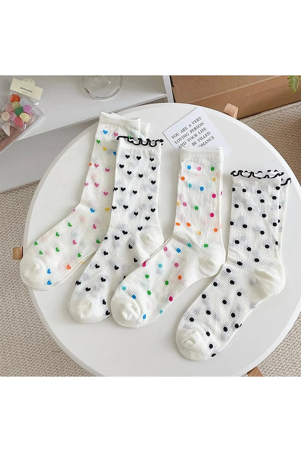 Coquette Colorful Dots Crew Socks Shoptery