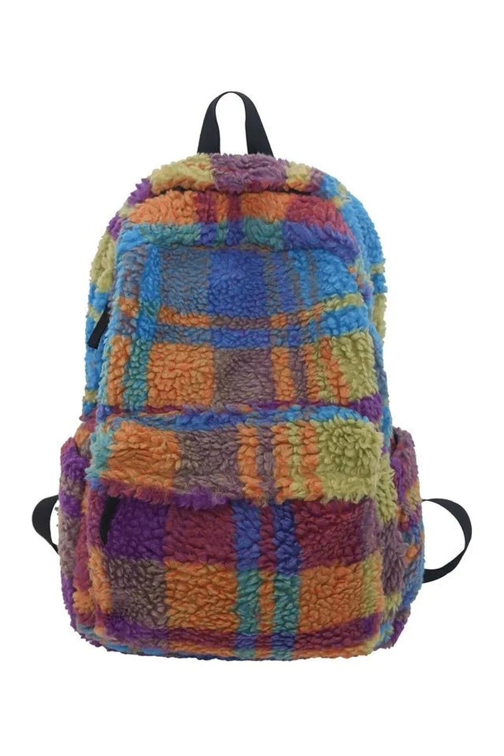 Colorful Patchwork Sherpa Backpack - Backpacks