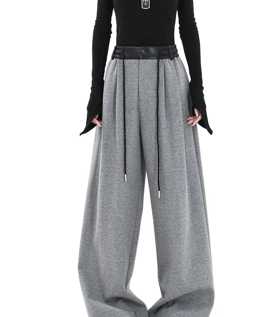 Contrast Spliced Wide Pants -