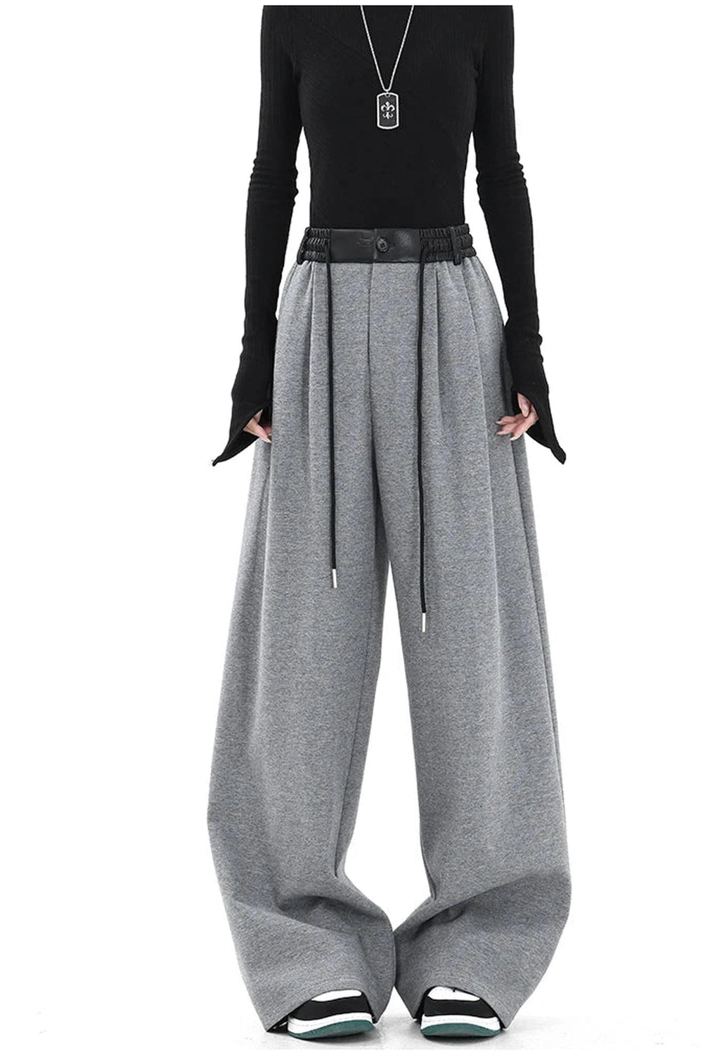 Contrast Spliced Wide Pants -