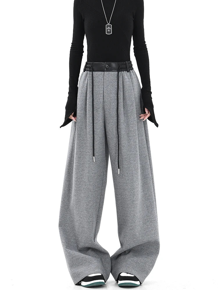 Contrast Spliced Wide Pants -