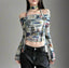 Alt Mesh Printed Crop Top multicolor Shoptery