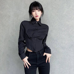 Alt Corset Button-Up Blouse Shoptery