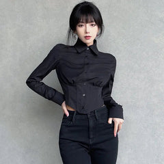 Alt Corset Button-Up Blouse Shoptery