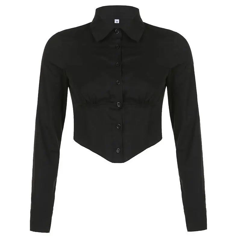 Alt Corset Button-Up Blouse Black Shoptery