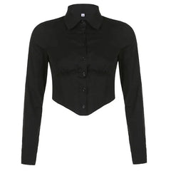 Alt Corset Button-Up Blouse Black Shoptery