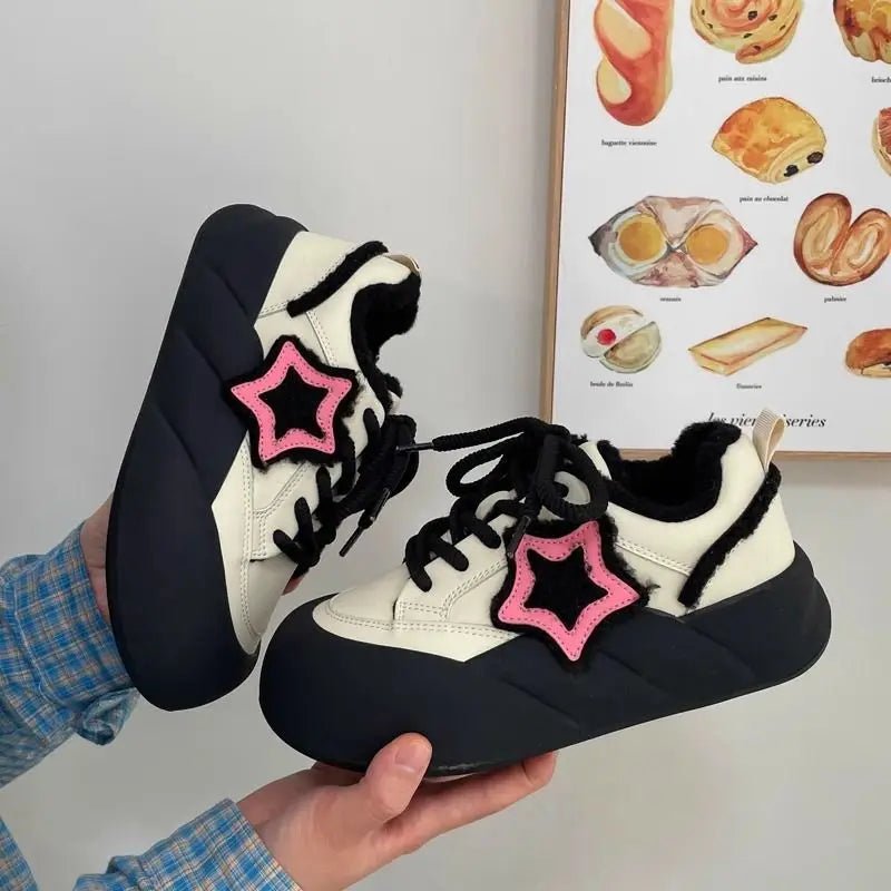 Sneakers – Cosmic Charm – 2000s Fashion – Modern Design black Shoptery