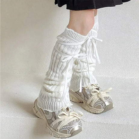 Coquette Lace-Up Knit Leg Warmers Shoptery