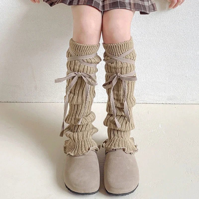 Coquette Lace-Up Knit Leg Warmers Shoptery