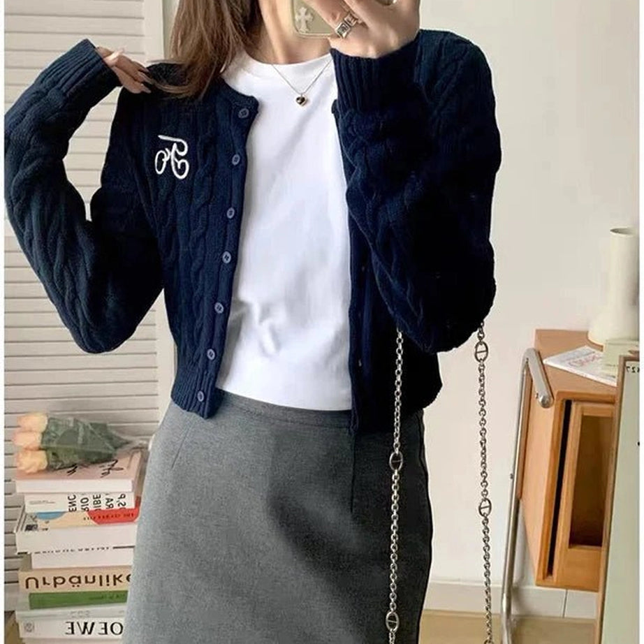 Acubi Fall Cozy Cable-Knit Buttoned Cardigan Shoptery