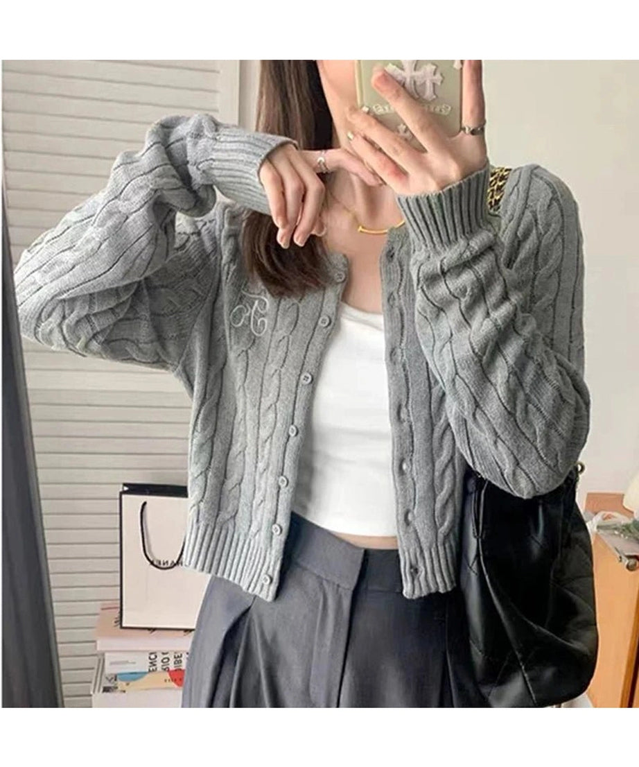 Cozy Cable - Knit Buttoned Cardigan - Cardigans